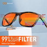 1 x RAW Customer Returns Bloomoak-99 Blue Light Blocking Glasses-Gaming Glasses-Anti-Glare-Anti-Fatigue-Suitable for Screens, Games, TV Orange - 99 - Brown Tortoiseshell, Rectangle  - RRP €23.59