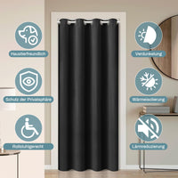 1 x RAW Customer Returns Lapalife Blackout Door Curtain with Eyelets, Room Darkening Thermal Insulated Curtain Drapery for Doors and Windows for Window and Door, Thermal Insulating, Home and Decoration, 132x203cm, Black - RRP €24.1