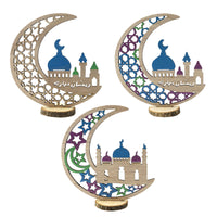 4 x Brand New 3 Pieces Eid Mubarak Wooden Ornament, Ramadan Eid Mubarak Ornaments, Wooden Ramadan Kareem Star Moon Decoration for Eid Mubarak, Party, Wedding, Home, Cafe Decoration - RRP €91.2