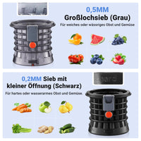 1 x RAW Customer Returns Juicer-AOBOSI 250W slow juicer-juicer for vegetables and fruit with 1.2L capacity-juicer with 103MM filling shaft and 8-stage auger. Juicer with 2 without metal filters 2 patents, gray. - RRP €110.92