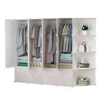 1 x RAW Customer Returns  , Modular Shelving, Modular Clothes Closet Organizer for Home, Storage Shelf for Bedroom, 20 Modules, 3 Bars, 140x140 cm, White - RRP €98.85