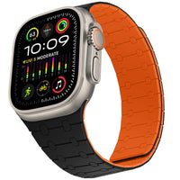 1 x RAW Customer Returns ZZDZZ Compatible with Apple Watch Band 49mm 45mm 44mm 42mm 41mm 40mm 38mm, Silicone Magnetic Replacement Strap for iWatch Ultra 2 Ultra Series 9 8 7 SE 6 5 4 3 2 1 42 44 45 49, Black Orange  - RRP €22.99