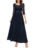 1 x RAW Customer Returns Wedtrend Cocktail Dress Elegant for Wedding Elegant V-neck Cocktail Dress A Line Party Dress Boho Dress Long WT0312 Navy L - RRP €65.53