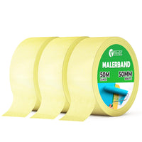 1 x RAW Customer Returns V1 TRADE masking tape - universal painter s tape helpful when painting - easily removable masking tape - waterproof painter s tape - yellow adhesive tape 48 pieces, 25 mm x 50 m  - RRP €49.2