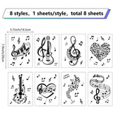 1 x RAW Customer Returns CRASPIRE Musical Notes Wall Stickers PVC Waterproof Self Adhesive Piano Guitar Heart Rectangular 8 Sheets 8 Styles Removable for Window Staircase Home Decor Bedroom - RRP €20.4