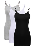 2 x RAW Customer Returns SATINIOR Pack of 3 Undershirts Women s Spaghetti Straps Women s Basic Top Layering Long Tanks Adjustable Spaghetti Strap Cami Camisole Tank Top - RRP €42.32