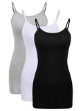 2 x RAW Customer Returns SATINIOR Pack of 3 Undershirts Women s Spaghetti Straps Women s Basic Top Layering Long Tanks Adjustable Spaghetti Strap Cami Camisole Tank Top - RRP €42.32