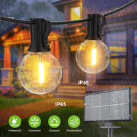 1 x RAW Customer Returns BokiHuk Solar Outdoor String Lights, 18M Solar Garden Lights with 30 2 G40 Waterproof Bulbs, Solar USB Rechargeable, 4 Modes Outdoor Lights for Garden Party Wedding - RRP €49.18