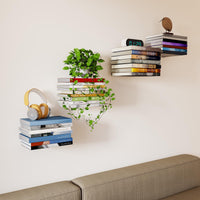 1 x RAW Customer Returns Sheeliy Invisible Bookshelf, Floating Bookshelf, Invisible Shelves for Books, Floating Shelves Wall for Bedroom, Floating Bookshelf Metal Stable for Office, Kitchen, Set of 4 - RRP €30.0