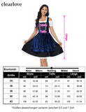 1 x RAW Customer Returns Clearlove Dirndl ladies midi 3-piece traditional dress for Oktoberfest, Carnival, THREE pieces dress, blouse, apron REUSEABLE packaging , blue-1, XXL - RRP €69.99