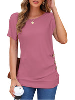 1 x RAW Customer Returns MOLERANI Women s Casual Short Sleeve T-Shirt Blouse Tops with Round Neck and Loose Tunic T-Shirt Pink, XL  - RRP €20.16