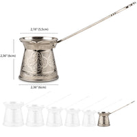 1 x RAW Customer Returns Alisveristime Authentic Turkish Coffee Pot, Handmade Cezve Ibrik, Multiple Sizes and Colors Available, Upgrade Your Coffee Experience Now Silver, 1 Cup  - RRP €17.04