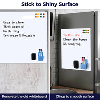 1 x RAW Customer Returns Magnetic whiteboard film 40 x 60 cm, self-adhesive whiteboard wall sticking, dry wipe whiteboard stickers for home school office with pens, eraser, pen tray and magnets - RRP €22.95