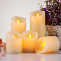 1 x RAW Customer Returns Aku Tonpa Flameless Candles, Battery Operated Real Wax Pillar Candles, Flickering Moving Wick Electric LED Candles Set with Remote Control, 24 Hour Timer, 5 Pack - RRP €25.88