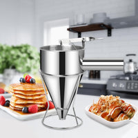 1 x RAW Customer Returns Stainless Steel Pancake Dispenser with Stand, Funnel Cake Dispenser with Stand, Baking Tool for Cupcakes, Waffles, Muffin Mix, Crepes, Cake - RRP €19.15