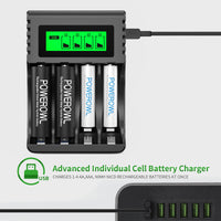 1 x RAW Customer Returns POWEROWL Quick Battery Charger with 4 AA 2800mAh Rechargeable Batteries and 4 AAA 1000mAh Ni-MH Rechargeable Batteries - RRP €23.99