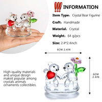 1 x RAW Customer Returns H D Hyaline Dora Crystal Love Flower Bear Ornament Cut Glass Decorative Figurines Craft Collection - RRP €26.99