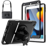 1 x RAW Customer Returns JETech Case for iPad 10.2 Inch 9th 8th 7th Generation, 2021 2020 2019 with Built-in Screen Protector, Rugged Anti-Shock Case, 360 Rotating Stand with Hand Strap Black  - RRP €19.99