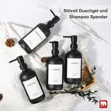 1 x RAW Customer Returns GMISUN shampoo bottles for filling, 4 pieces 500ML shower gel and shampoo dispenser for shower, glass soap dispenser shower black matt, stylish shower dispenser for bathroom, modern shower gel dispenser for shower - RRP €24.99