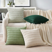 1 x RAW Customer Returns MIULEE Set of 4 40 x 40 cm Corduroy Cushion Covers Modern Cushion Covers Decorative Sofa Cushions Throw Pillows Soft Decorative Pillowcase for Living Room Sofa Bedroom Boho Decor Green Series - RRP €18.65