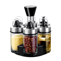 1 x RAW Customer Returns Mlici spice jars set with turntable stand glass spice jars 100ml - spice organizer - set of 6 spice jars - spice shaker - spice organizer for oil, vinegar, pepper, salt, paprika - RRP €18.91