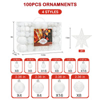 1 x RAW Customer Returns Aitsite 101PCS Christmas Baubles 2CM 4CM 6CM Plastic Baubles and Baubles Set Tree Ornament for Christmas Tree Decoration White  - RRP €32.99