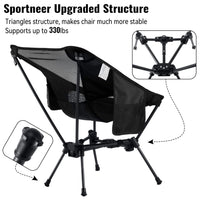 1 x RAW Customer Returns Sportneer Camping Chair Portable Folding Camping Chair with Two Pockets for Camping Hiking Lawn Picnic Outdoor Travel Outdoor, Black - RRP €36.29