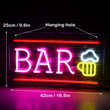 1 x RAW Customer Returns SIGNSHIP Bar Neon Sign Beer Neon Sign LED Neon Light USB Letter Bar Neon Light Sign for Bar Wall Decor Light Sign for Hotel Pub Cafe Birthday Party Man Cave - RRP €38.14