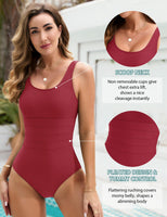 1 x RAW Customer Returns UMIPUBO Swimsuit Women Sexy Backless Swimwear One Piece Swimsuit Tummy Control Push Up Plus Size Swimsuits Summer Beachwear Red Wine, M  - RRP €24.88