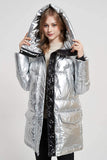 1 x RAW Customer Returns Giolshon Women s Puffer Jacket Lightweight Padding Bubble Hood Coat Warmth Outerwear 20070 Silver L - RRP €60.49