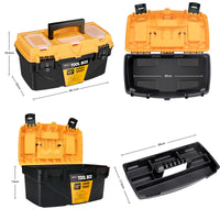 1 x RAW Customer Returns AIRAJ Empty tool box tool case with double locking buckle, lightweight plastic tool box with removable tray, empty plastic tool box for home and craftsmen 38.1 x 22 x 19.5 cm - RRP €19.15