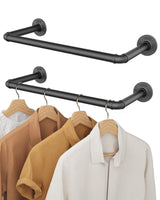 1 x RAW Customer Returns OROPY industrial pipe clothes rail set of 2, 49cm wall-mounted clothes rails, removable retro metal wardrobe rails two bases  - RRP €30.24