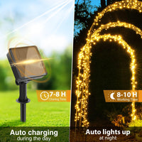 1 x RAW Customer Returns  4 Pack Outdoor Garden Lights, 10M 80LED Solar Outdoor String Lights, Solar Garden Lights 8 Modes Waterproof for Garden, Yard, Christmas, Wedding, Decoration Warm White  - RRP €19.99