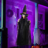 1 x RAW Customer Returns JOYIN Life Size 187cm Hanging Animated Witch with LED Eyes and Scary Sounds for Halloween Decorations - RRP €38.99