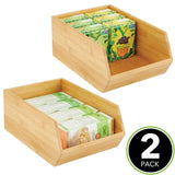 1 x RAW Customer Returns mDesign stackable storage box multifunctional bamboo box for kitchen cabinets, shelves surfaces open shelf made of sustainable bamboo set of 2 natural - RRP €34.49