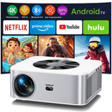 1 x RAW Customer Returns Portable Projector Android TV Horlat 4K Support 6G WiFi Bluetooth Porjector, 28000 Lumen Full HD 1080P Video Projector, 50 Zoom, Home Cinema Projector with Built-in YouTube Prime Video - RRP €137.7