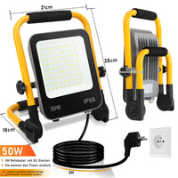 1 x RAW Customer Returns Tubiaz LED construction spotlight work light, 50W 5100LM 6000K cold white construction spotlight with 3M cable and foldable stand, IP66 waterproof construction lamp for workshop construction site garage - RRP €24.19