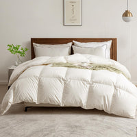 1 x RAW Customer Returns BPC Medium down duvet 200x200, all-year-round duvet, transitional duvet 100 organic cotton, goose feather down filling, Oeko-Tex and RDS standard duvet, 200x200 cm, ivory white - RRP €80.57