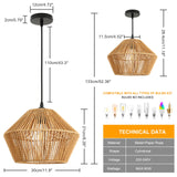 1 x RAW Customer Returns FORCOSO rattan hanging lamp, boho rattan hanging lamp, diameter 30 cm, rattan ceiling lamp E27, braided hanging light max. 60W for bedroom, living room, dining room, hallway, kitchen - brown - RRP €59.99