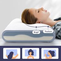 2 x RAW Customer Returns BedStory pillow, gel memory foam pillow, orthopedic pillow, visco pillow, neck support pillow with 2 firmness levels, ergonomic pillow with washable cover, 40x60x11cm, blue - RRP €77.42