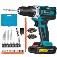 1 x RAW Customer Returns CONENTOOL 21V cordless screwdriver set, cordless drill with 2x 1500 mAh batteries, 45 Nm max cordless drill, torque on 18 1 levels, drill with 32 pieces accessories for home and garden DIY projects - RRP €50.0