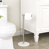 1 x RAW Customer Returns KES Floor Standing Toilet Paper Holder with White Marble Base Floor Standing Toilet Roll Holder Floor Standing Toilet Paper Roll Holder Brushed SUS304 Stainless Steel, BPH284S1-2 - RRP €38.99