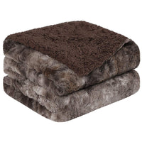 1 x Brand New PiccoCasa Sherpa blanket microfiber bedspread two-sided plush fluffy blanket as sofa blanket couch blanket sofa throw living room blanket brown 130x160cm - RRP €46.45