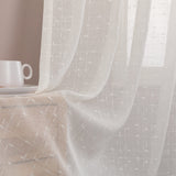 1 x RAW Customer Returns TOPICK sheer curtains, transparent sheer curtains, country house style, bistro curtain with cross pattern, sheer curtain, short gauze window curtain for kitchen, living room, country house, set of 2, 90 cm, - RRP €20.12