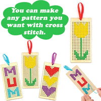 2 x Brand New SUNSK DIY Cross Stitch Kits Embroidery Kit Wooden Cross Stitch Frame Wooden Sewing Frames Wooden Bookmarks Kits with Cross Stitch Than for Children 1Pcs - RRP €38.4