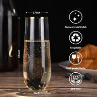 5 x Brand New hotder 24 pieces plastic champagne flutes, 250ML champagne glasses, champagne flutes, champagne glasses made of plastic, stemless champagne flute for birthday party wedding - RRP €109.95