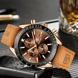 1 x RAW Customer Returns BENYAR Watches Men Chronograph Analog Quartz Brown Leather Strap Wristwatch Men Waterproof Luminous Date Men s Watch Fashion Casual Sport Business Dress Watches for Men Elegant Gift - RRP €44.99