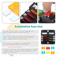 1 x RAW Customer Returns HSEAMALL Fuse Block 12 Volt Fuse Box, Waterproof Boat Fuse Panel with LED Warning Indicator, 6 Circuits with Negative Bus ATC ATO Blade Fuse - RRP €17.99