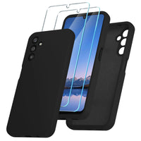 6 x Brand New YENAPOON for Samsung Galaxy A14 5G Cover with 2 Tempered Glass Protective Film, Soft Shockproof Liquid Silicone Case Black - RRP €71.94