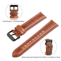 1 x RAW Customer Returns Fullmosa 20 mm watch strap with leather replacement strap, interchangeable watch strap for smartwatch men and women, 20 mm brown black buckle - RRP €18.14